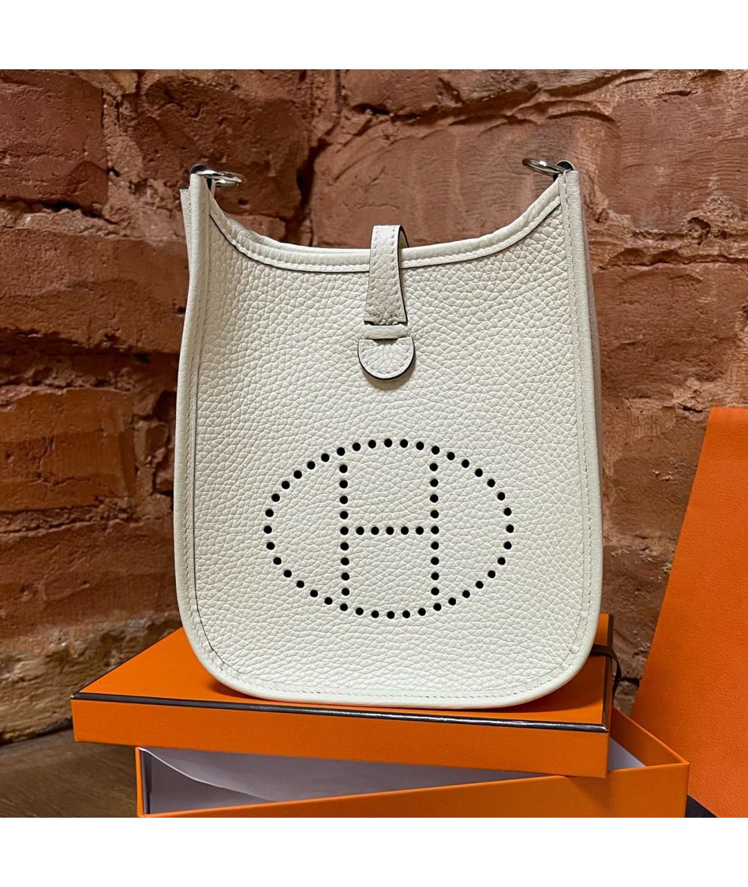 HERMES Белая кожаная сумка через плечо, фото 7