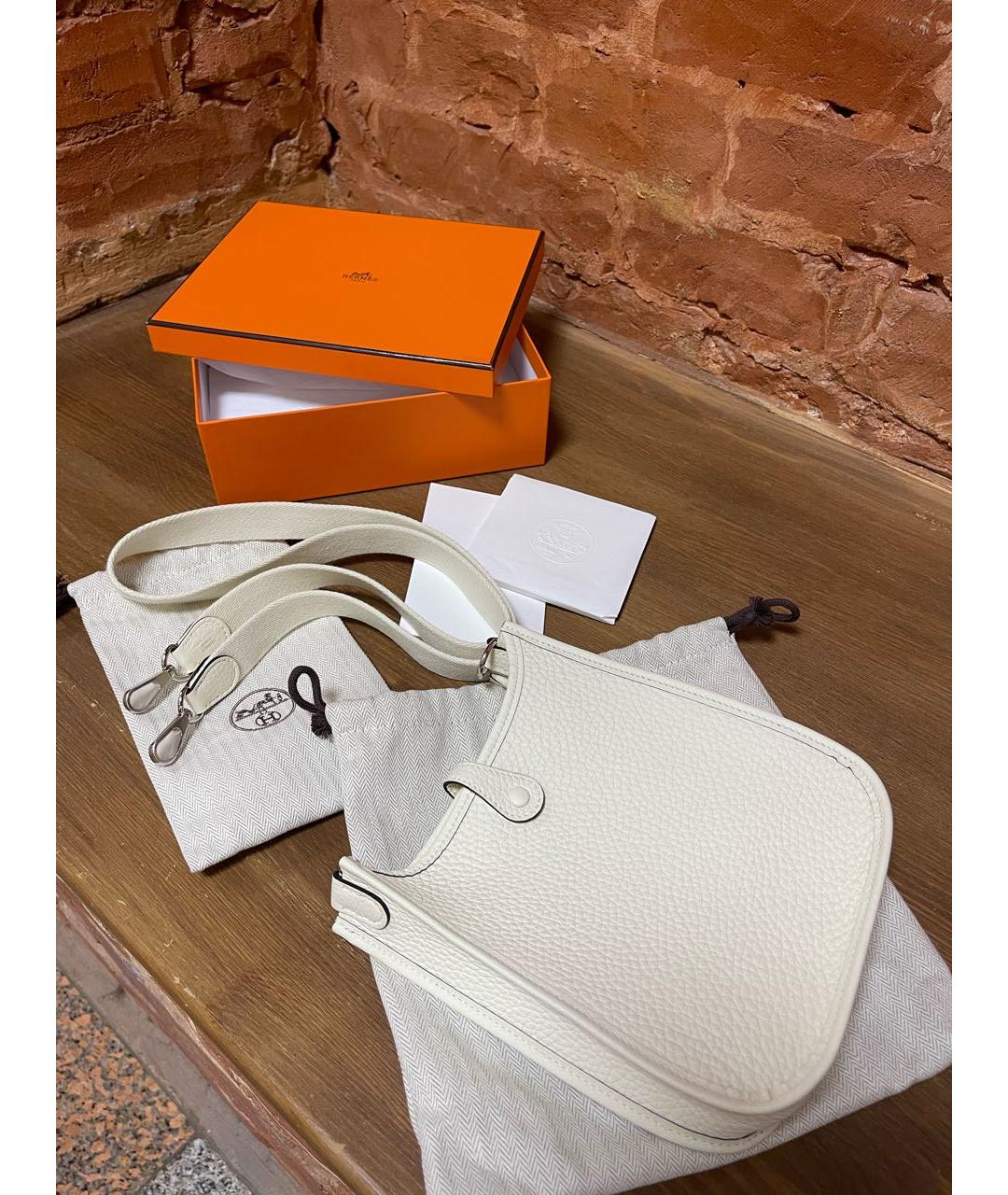 HERMES Белая кожаная сумка через плечо, фото 4