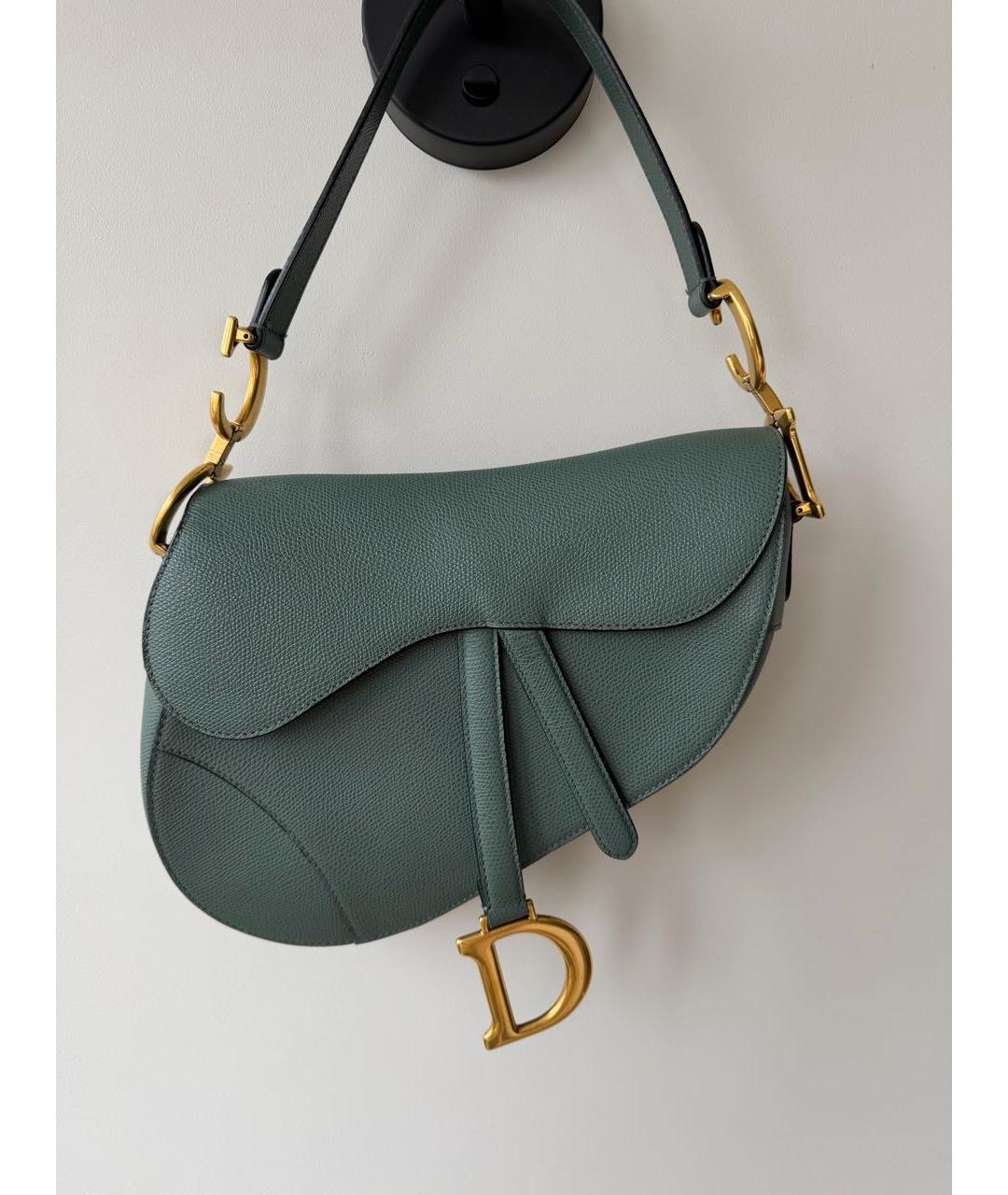 CHRISTIAN DIOR Зеленая кожаная сумка с короткими ручками, фото 2
