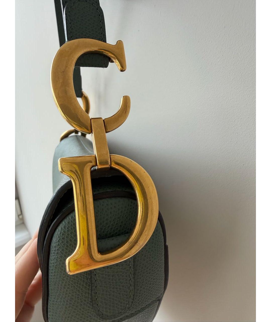 CHRISTIAN DIOR Зеленая кожаная сумка с короткими ручками, фото 7