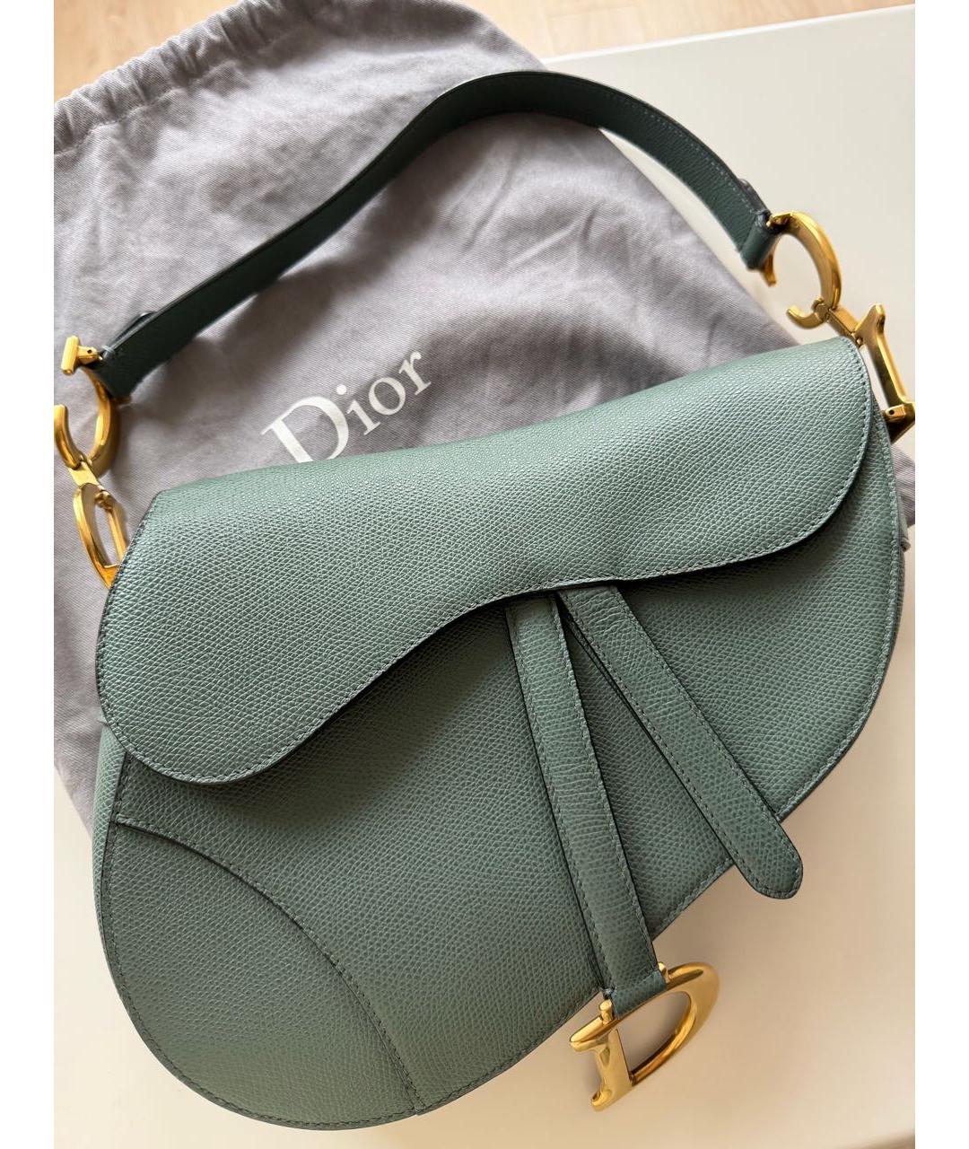 CHRISTIAN DIOR Зеленая кожаная сумка с короткими ручками, фото 9