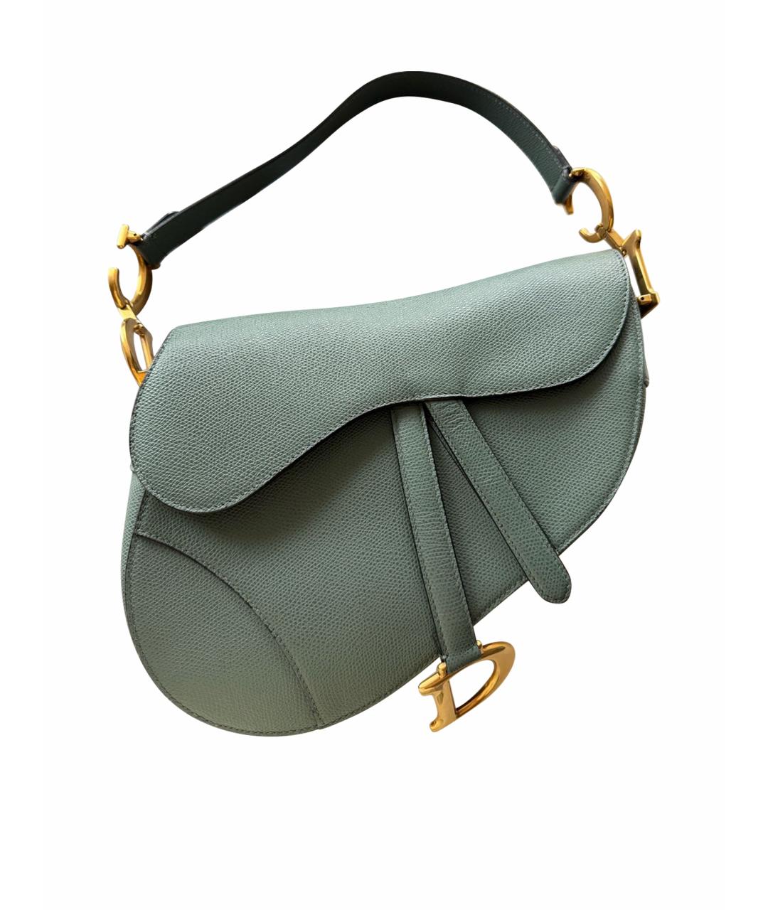 CHRISTIAN DIOR Зеленая кожаная сумка с короткими ручками, фото 1