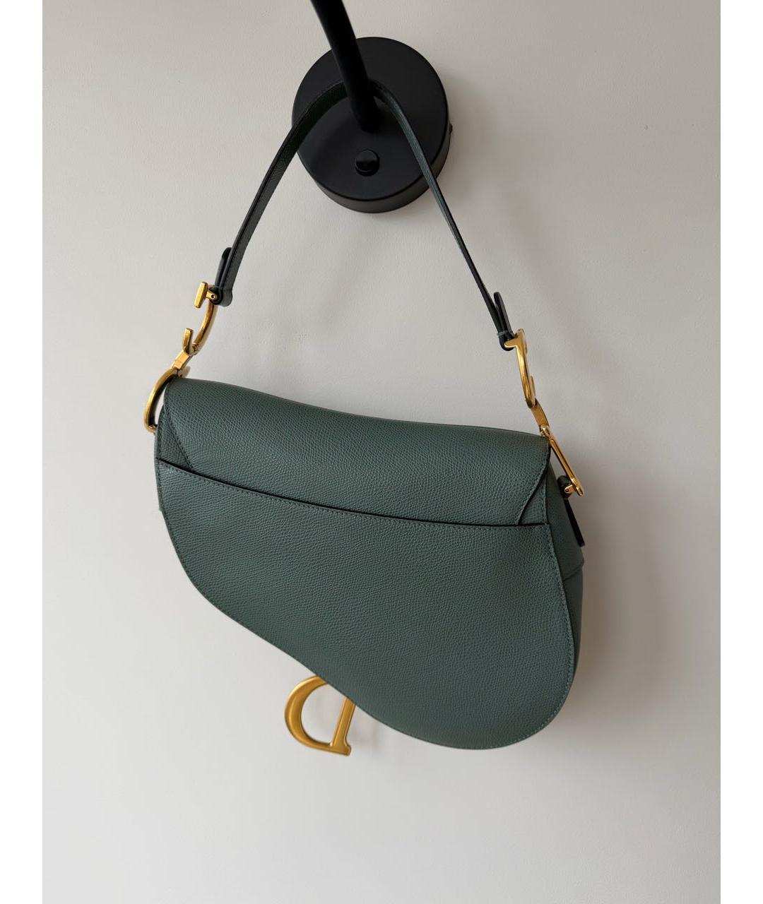 CHRISTIAN DIOR Зеленая кожаная сумка с короткими ручками, фото 3