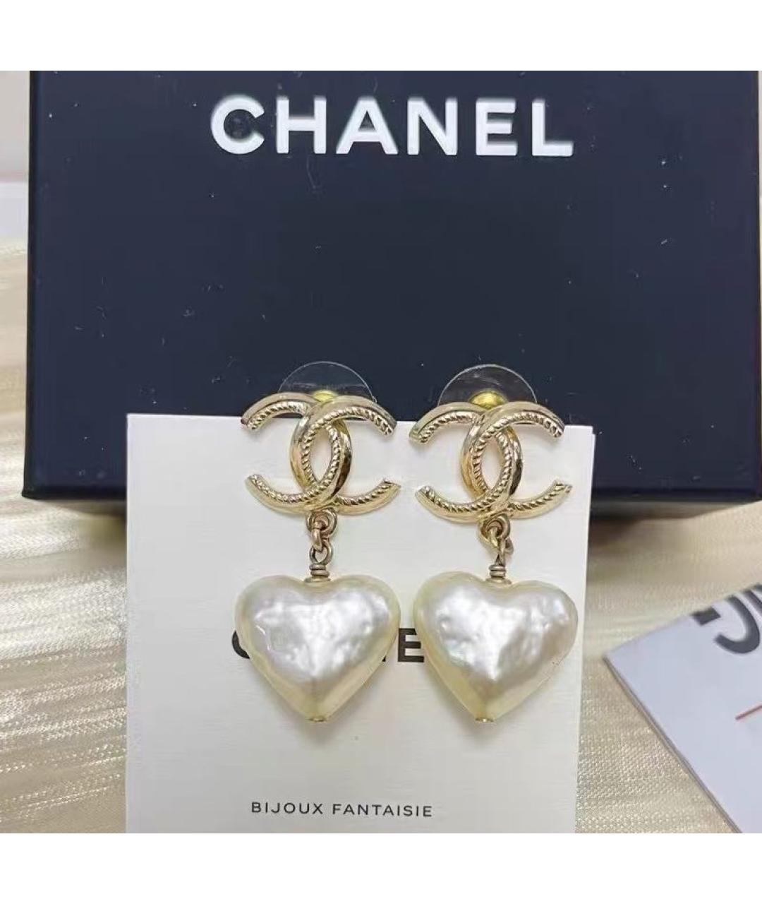 CHANEL Золотые металлические серьги, фото 2