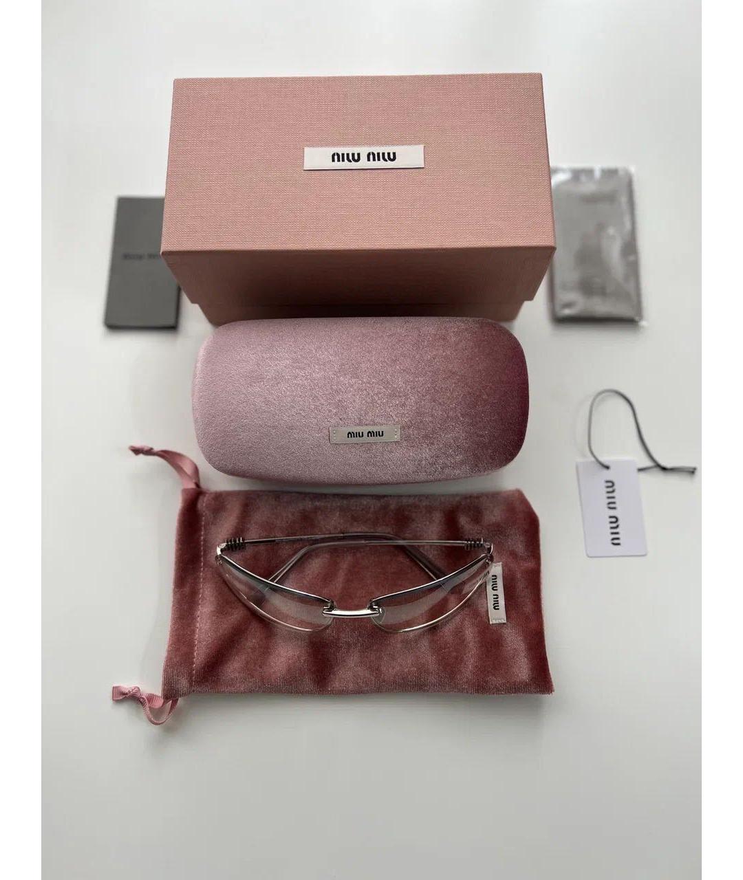 MIU MIU Серебряные металлические солнцезащитные очки, фото 3