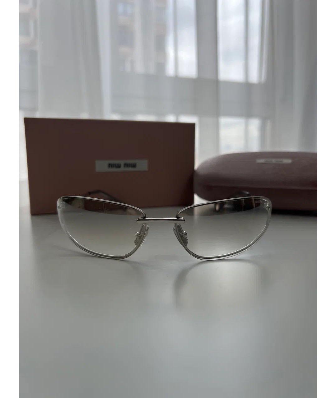 MIU MIU Серебряные металлические солнцезащитные очки, фото 5