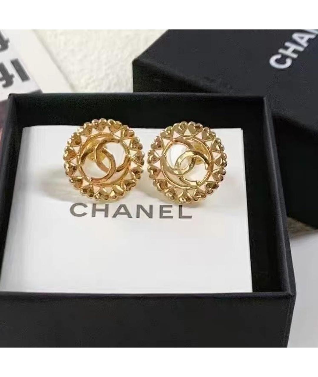 CHANEL Золотые металлические серьги, фото 2
