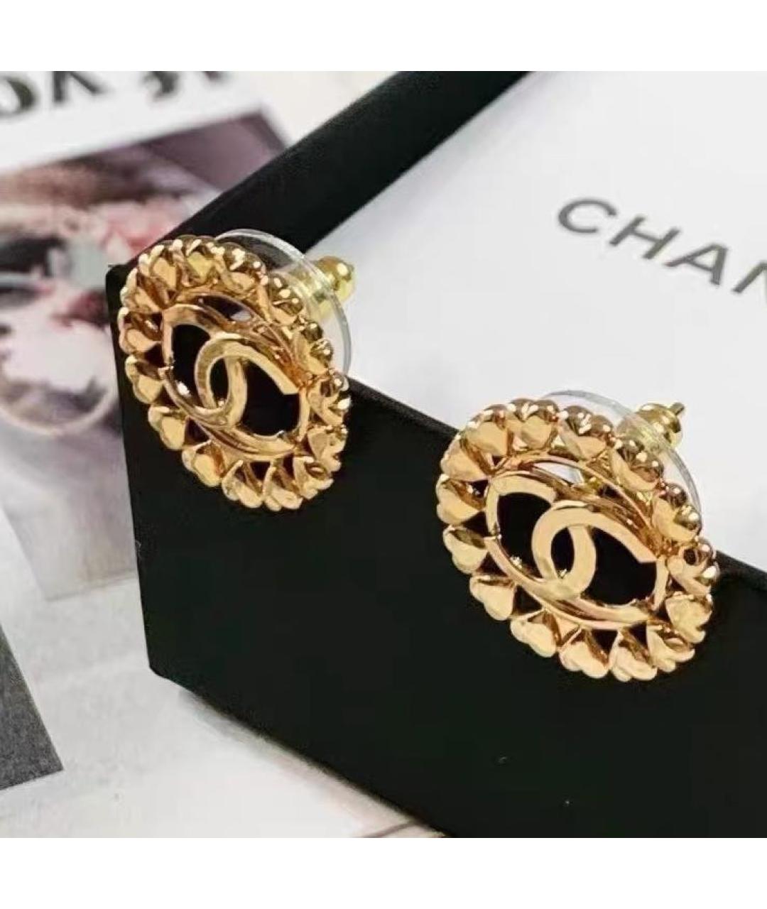 CHANEL Золотые металлические серьги, фото 3