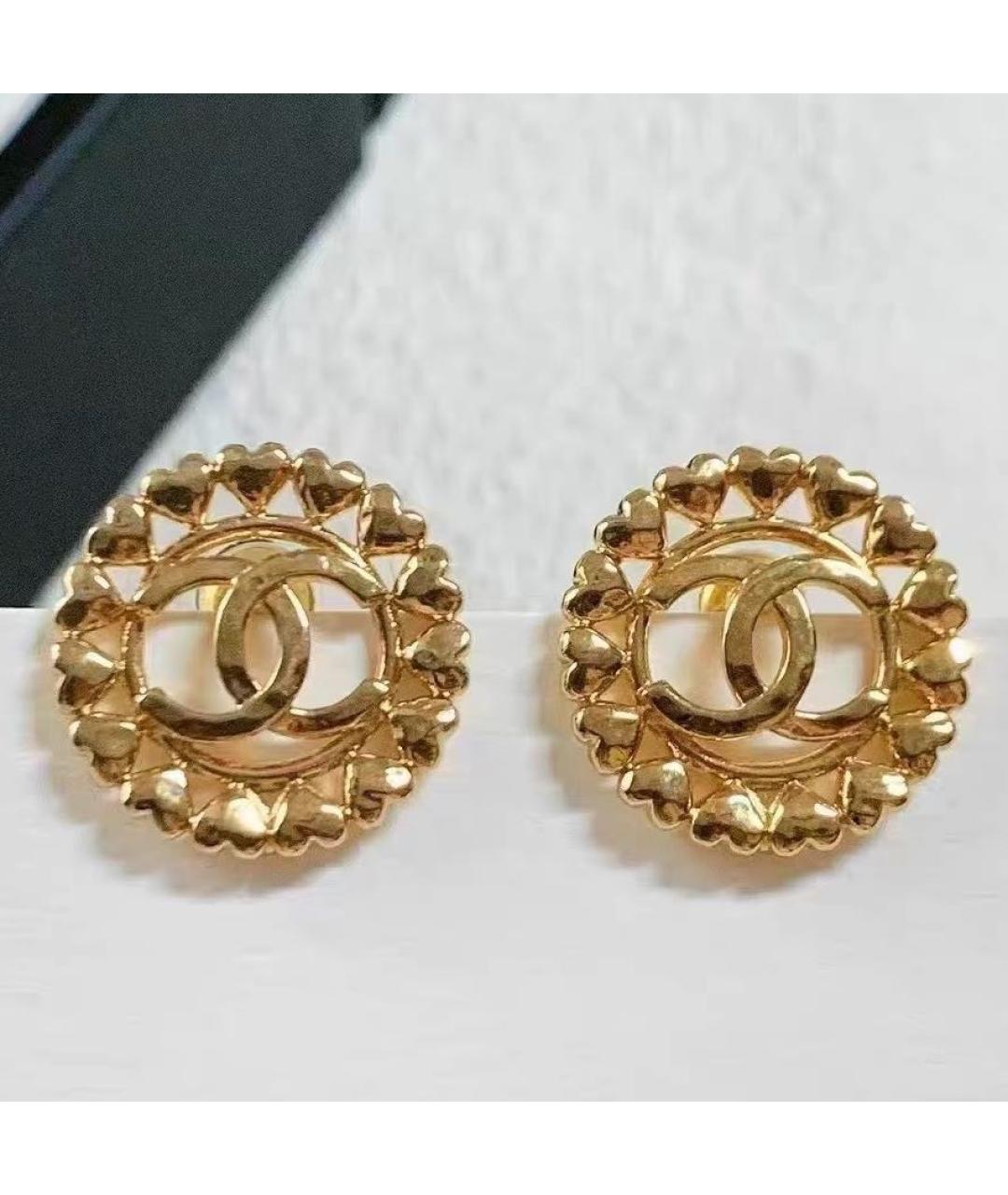 CHANEL Золотые металлические серьги, фото 6