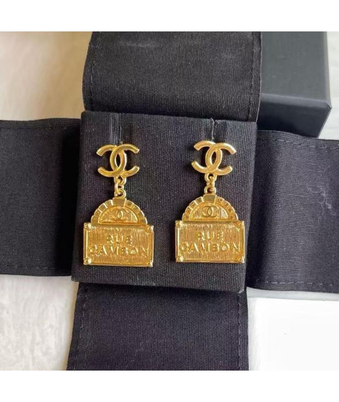 CHANEL Золотые металлические серьги, фото 4