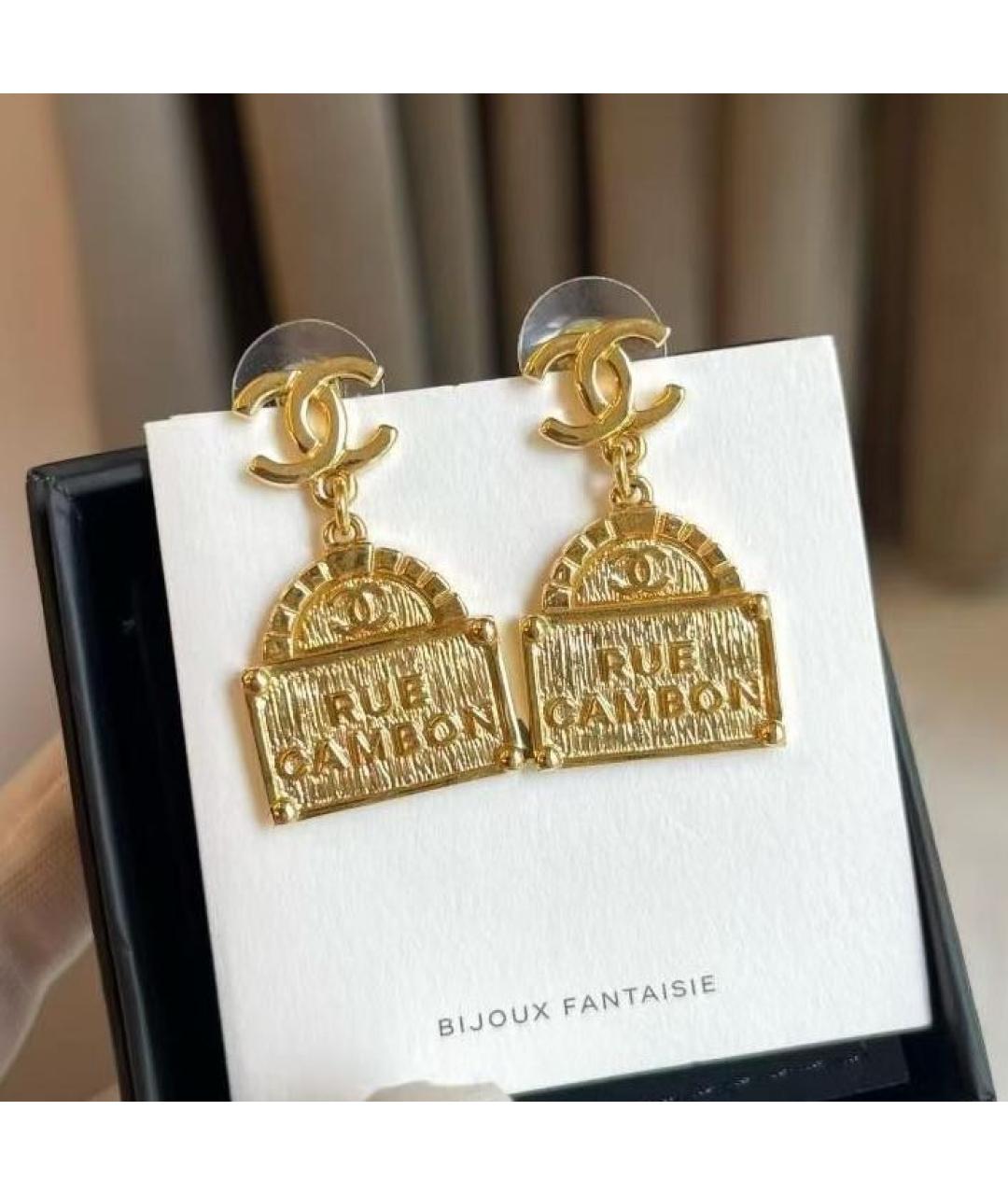 CHANEL Золотые металлические серьги, фото 2