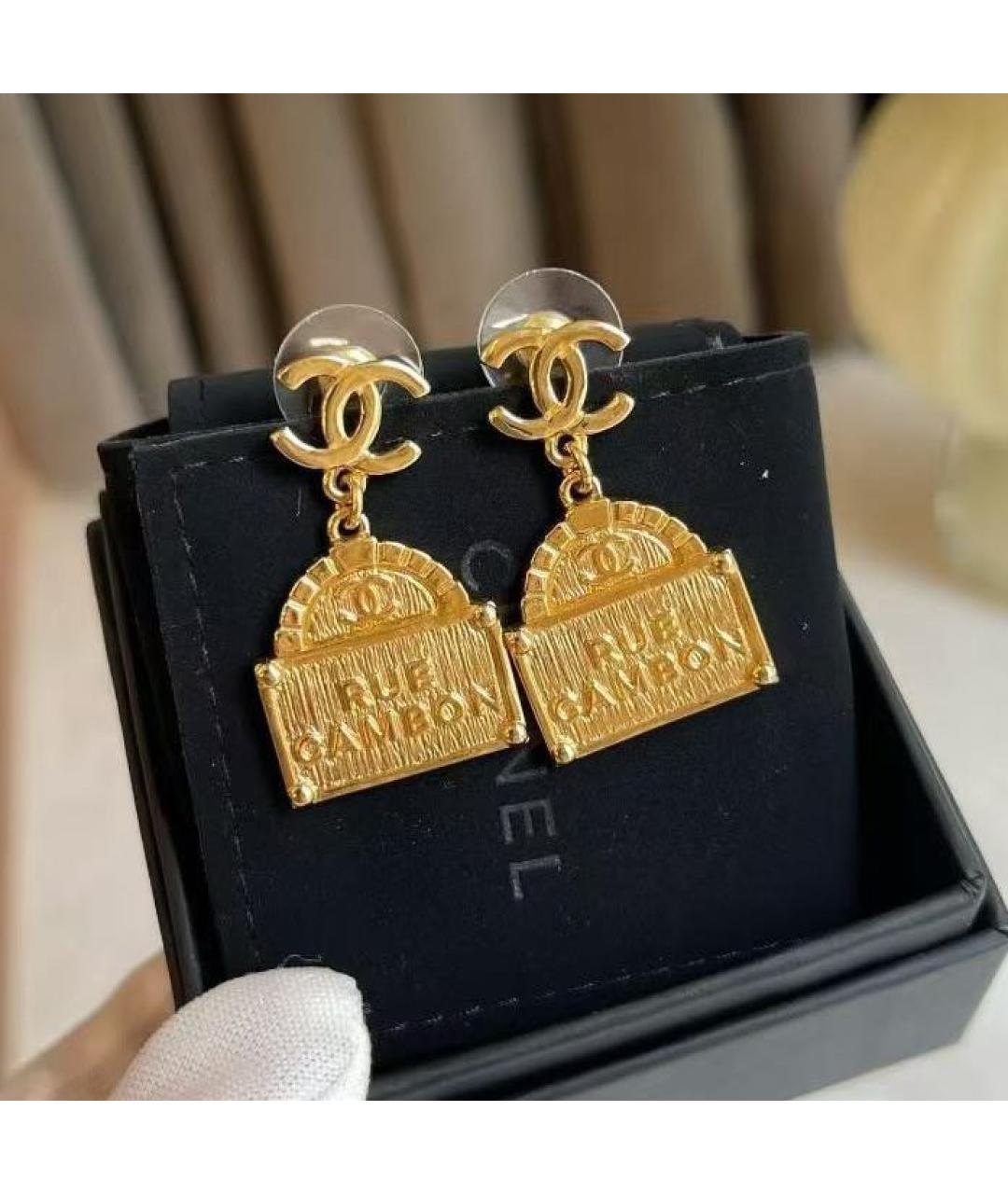CHANEL Золотые металлические серьги, фото 3