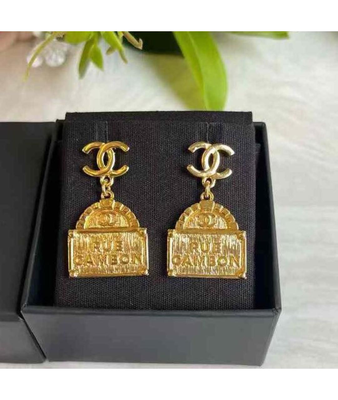 CHANEL Золотые металлические серьги, фото 6