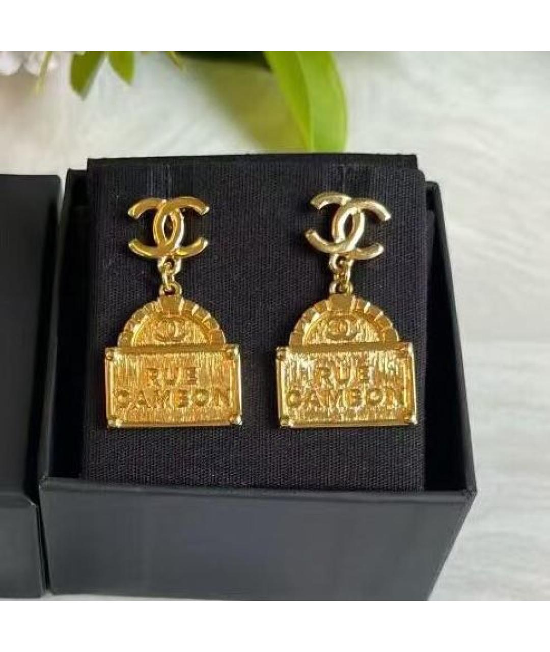 CHANEL Золотые металлические серьги, фото 5