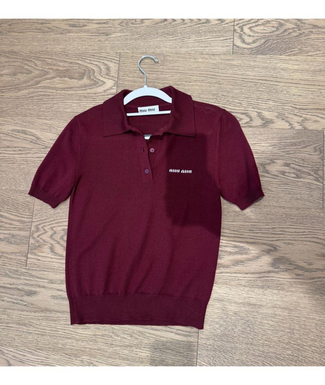 MIU MIU Бордовая шерстяная футболка, фото 5