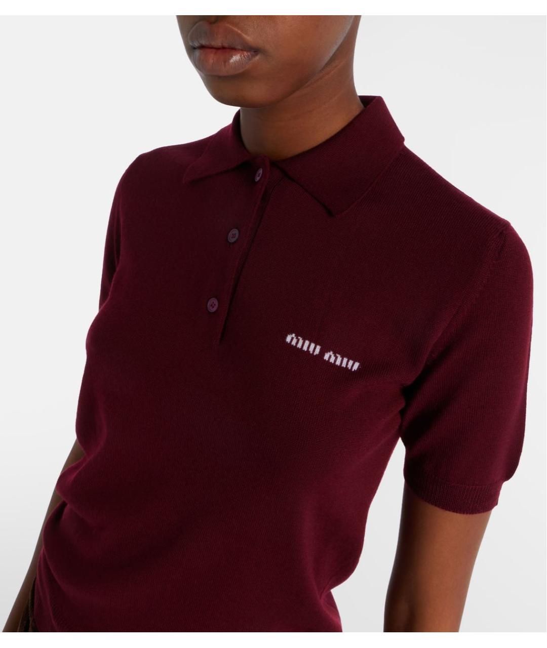 MIU MIU Бордовая шерстяная футболка, фото 3