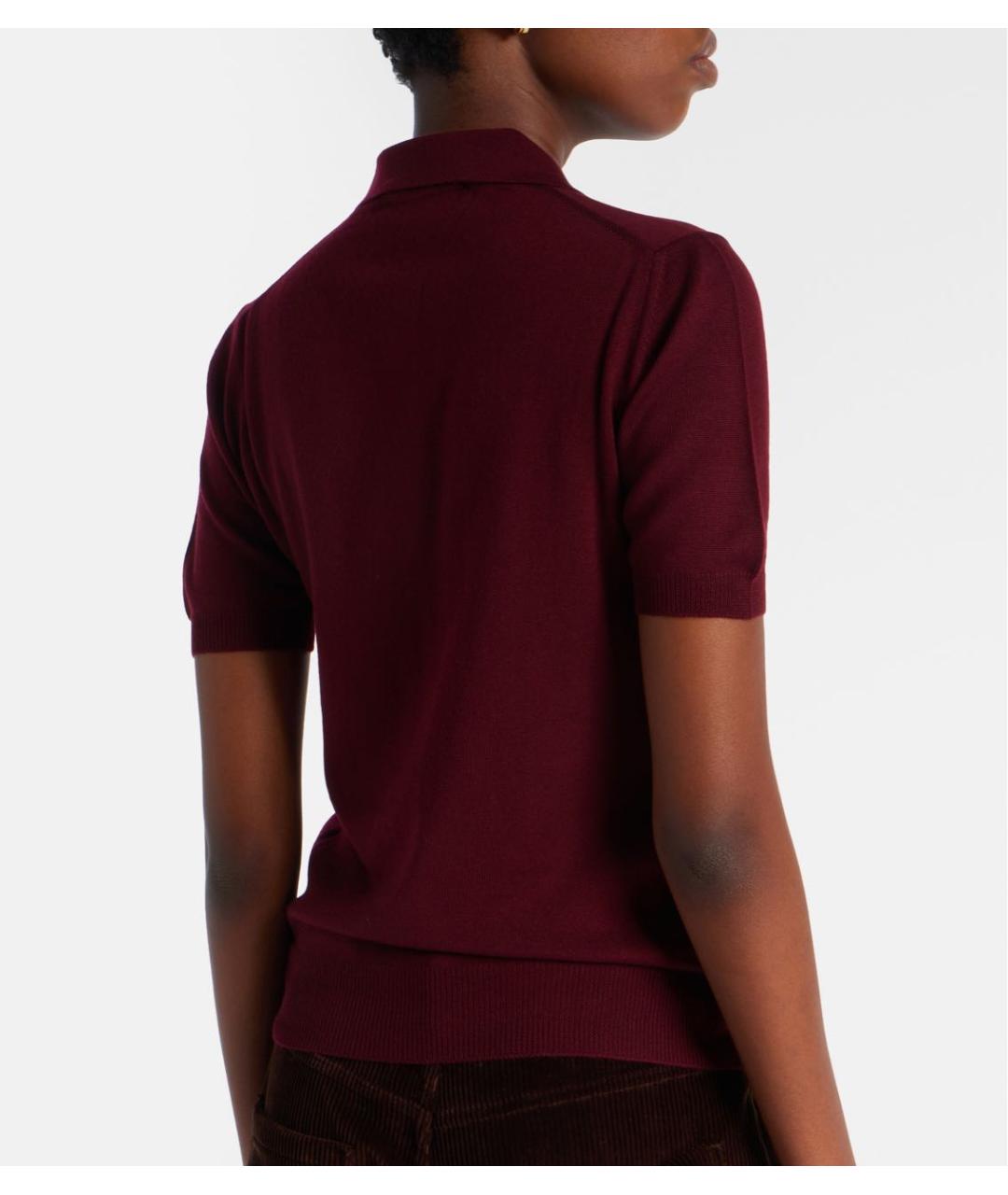 MIU MIU Бордовая шерстяная футболка, фото 4