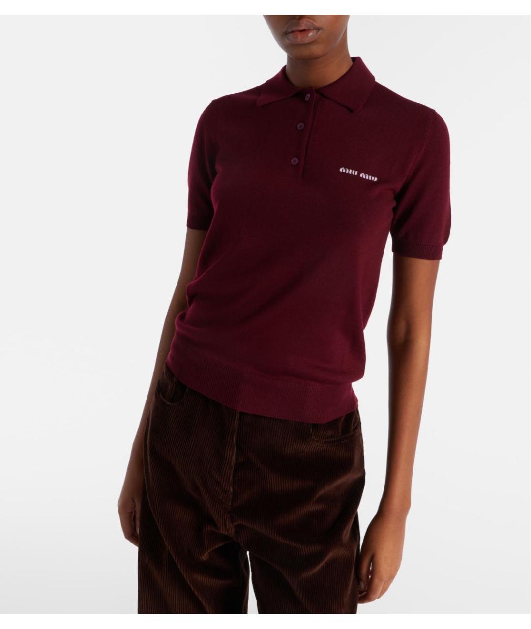 MIU MIU Бордовая шерстяная футболка, фото 2