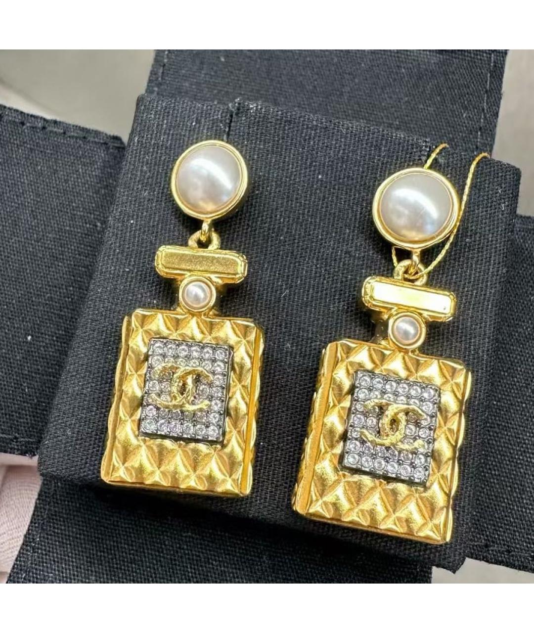 CHANEL Золотые металлические серьги, фото 5