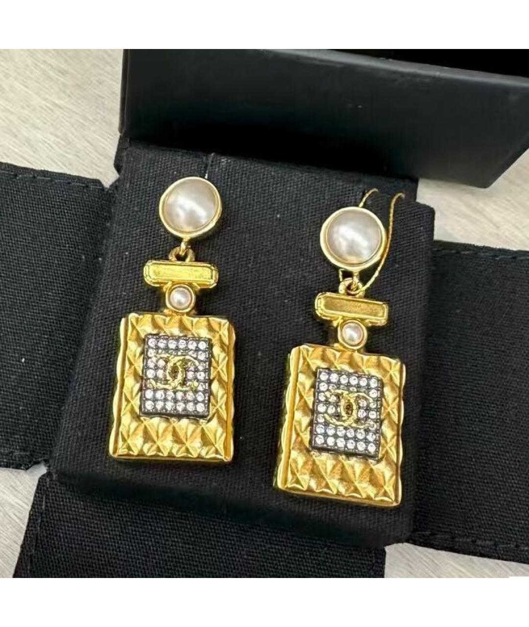 CHANEL Золотые металлические серьги, фото 2