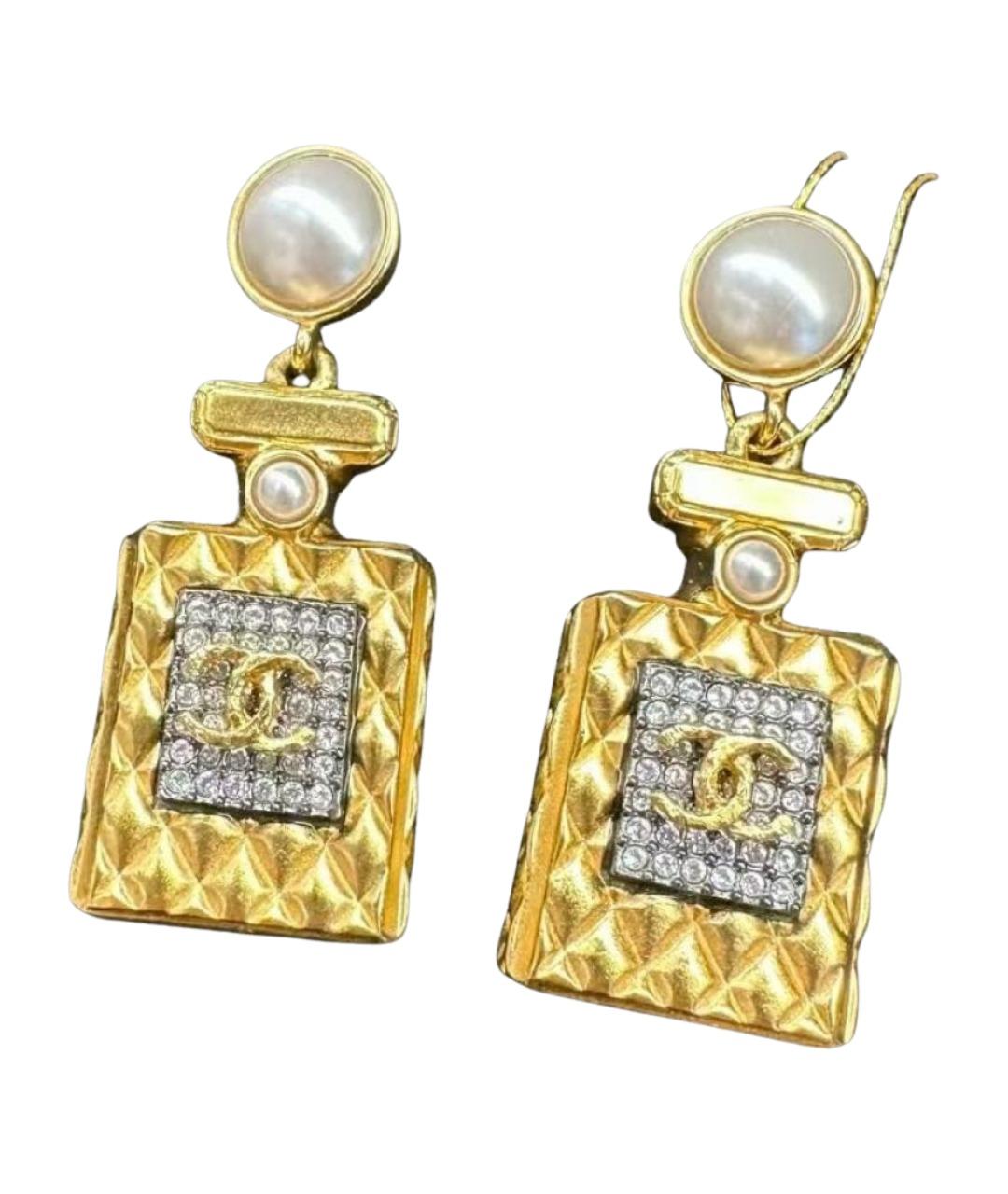 CHANEL Золотые металлические серьги, фото 1