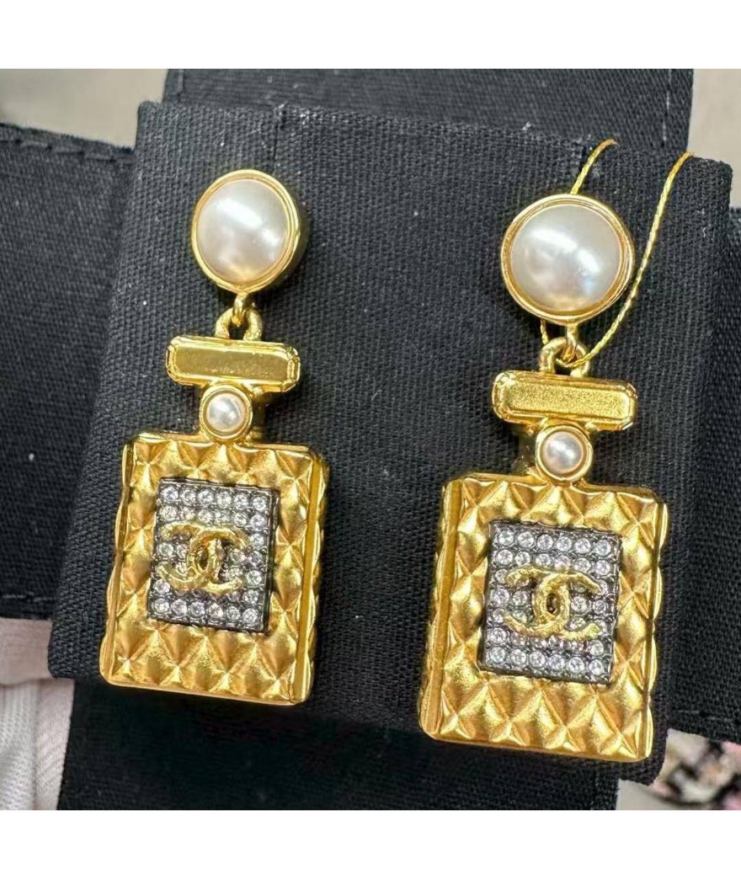 CHANEL Золотые металлические серьги, фото 3