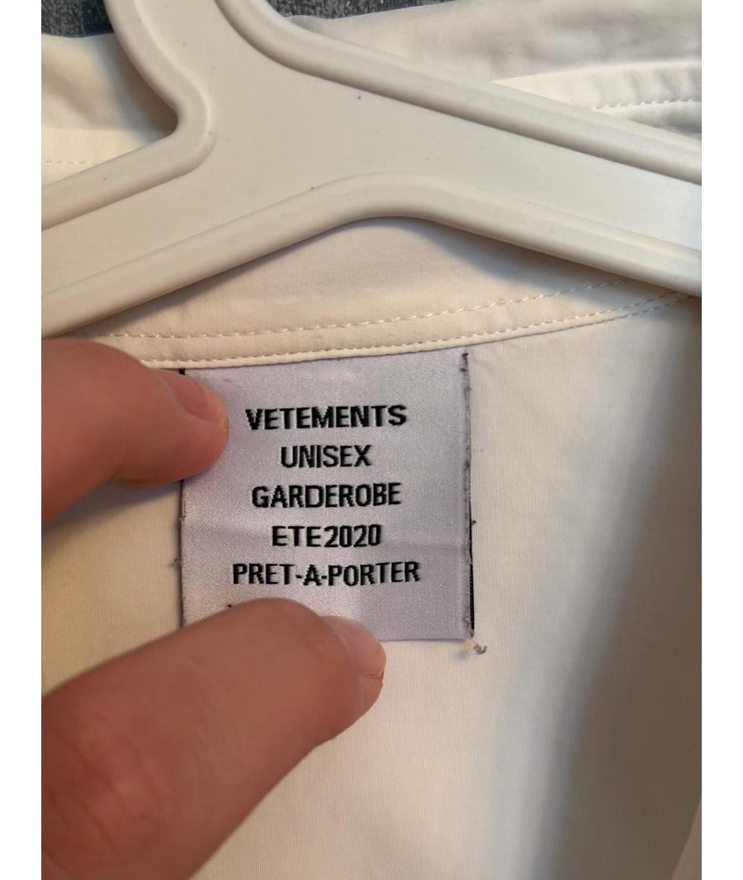 VETEMENTS Белая хлопковая кэжуал рубашка, фото 4