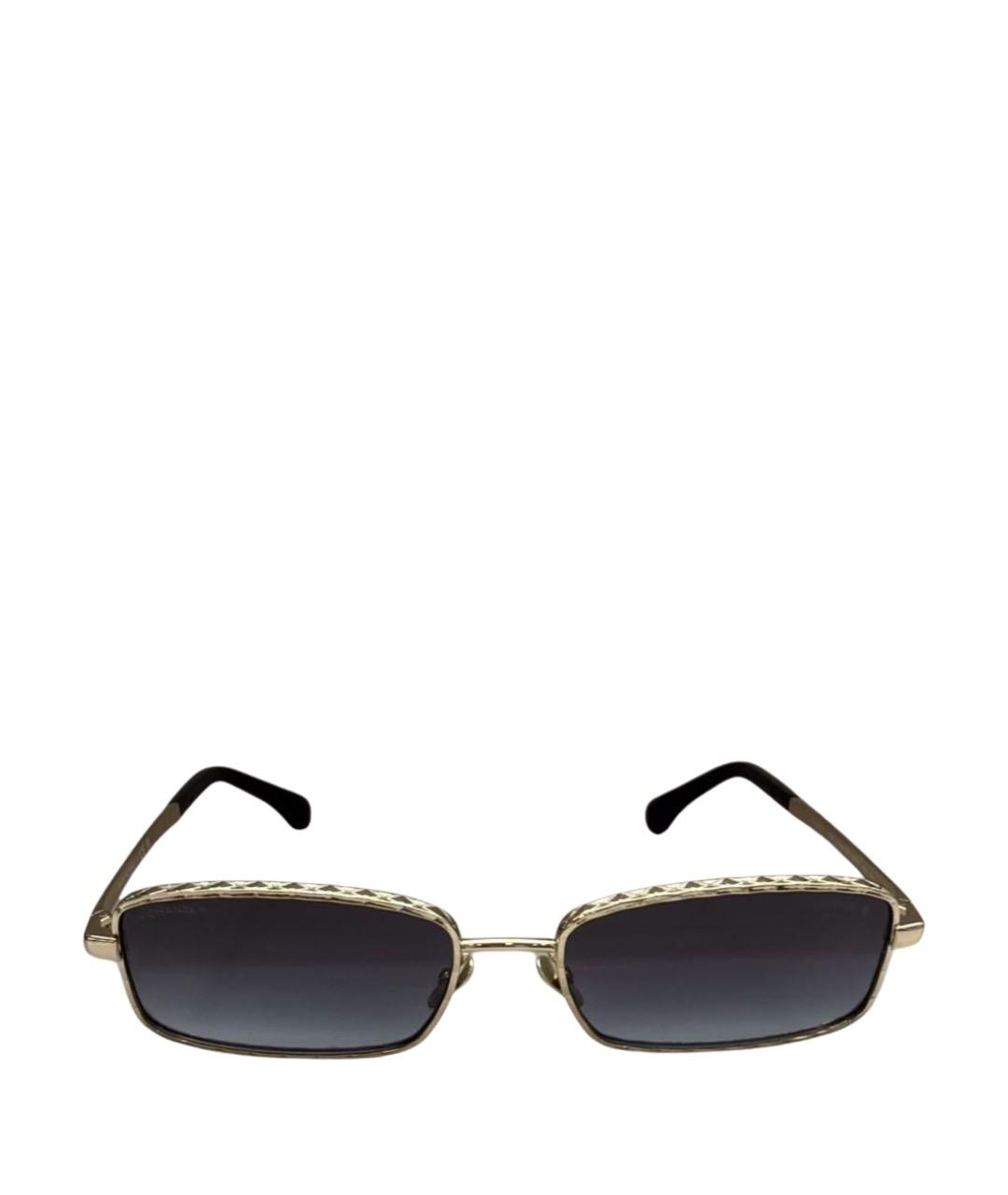 CHANEL Золотые металлические солнцезащитные очки, фото 1