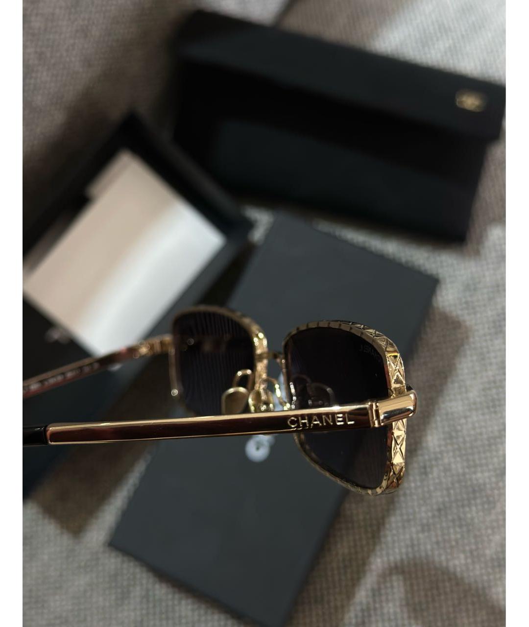 CHANEL Золотые металлические солнцезащитные очки, фото 2