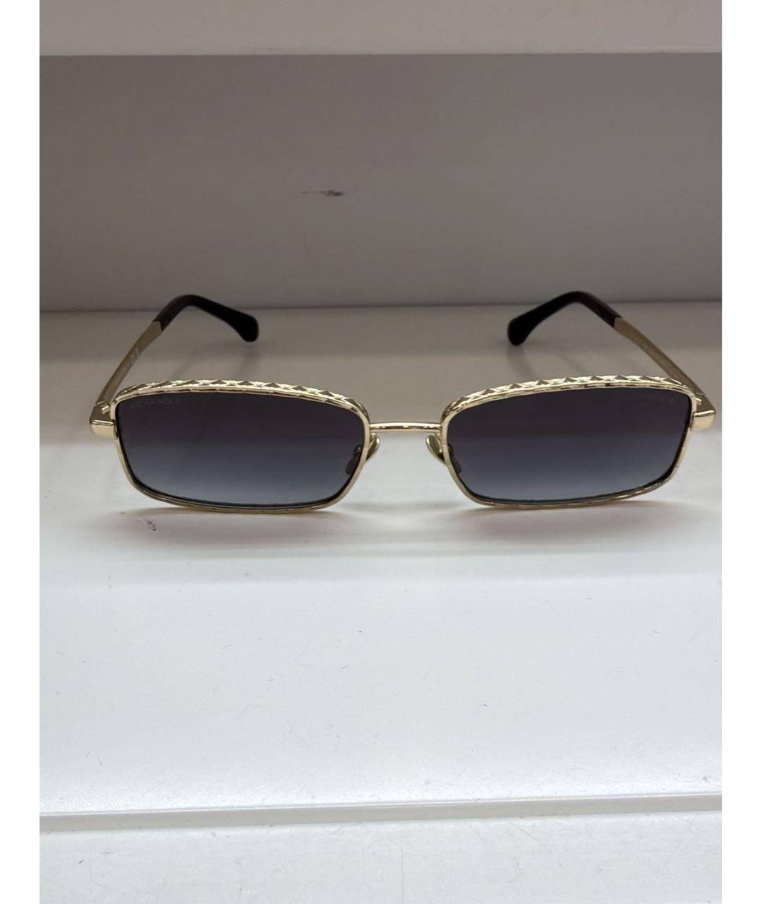 CHANEL Золотые металлические солнцезащитные очки, фото 5