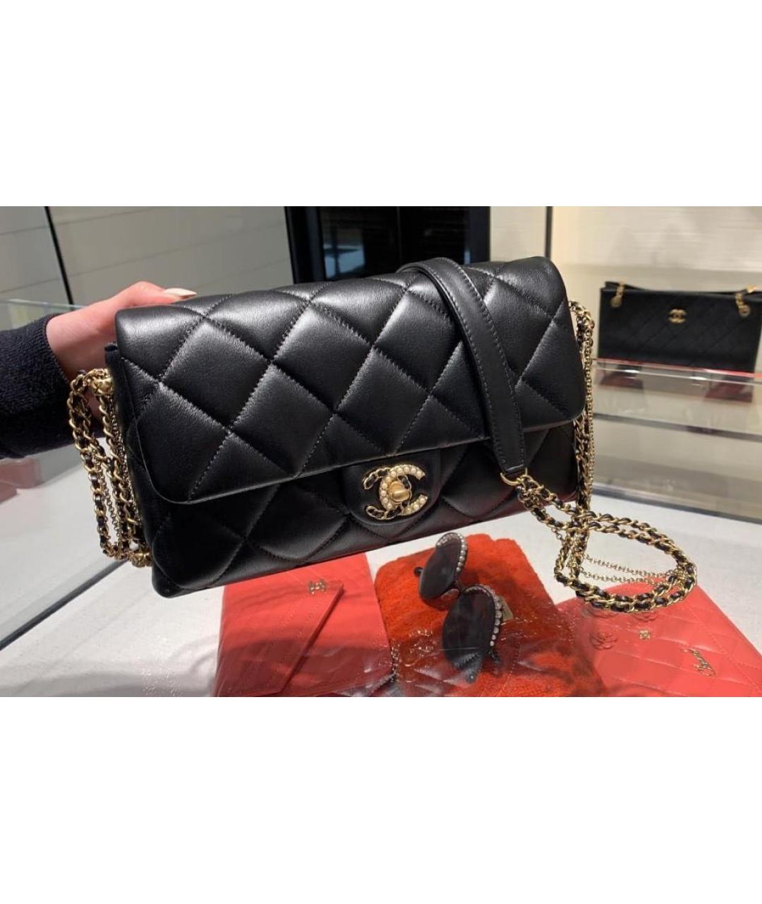 CHANEL Черная кожаная сумка через плечо, фото 8