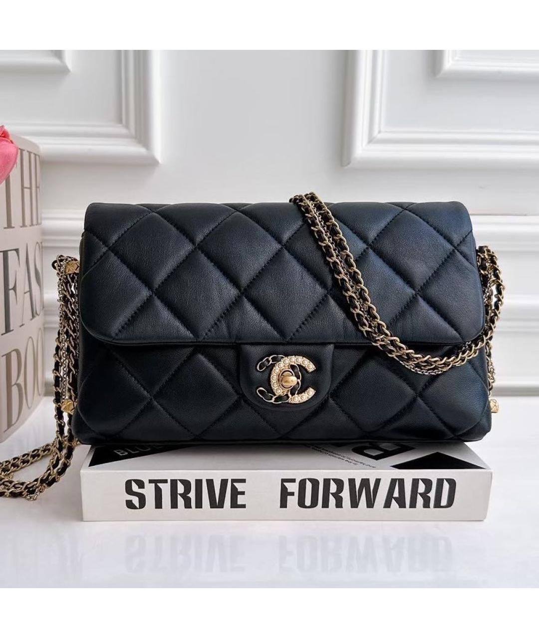 CHANEL Черная кожаная сумка через плечо, фото 2