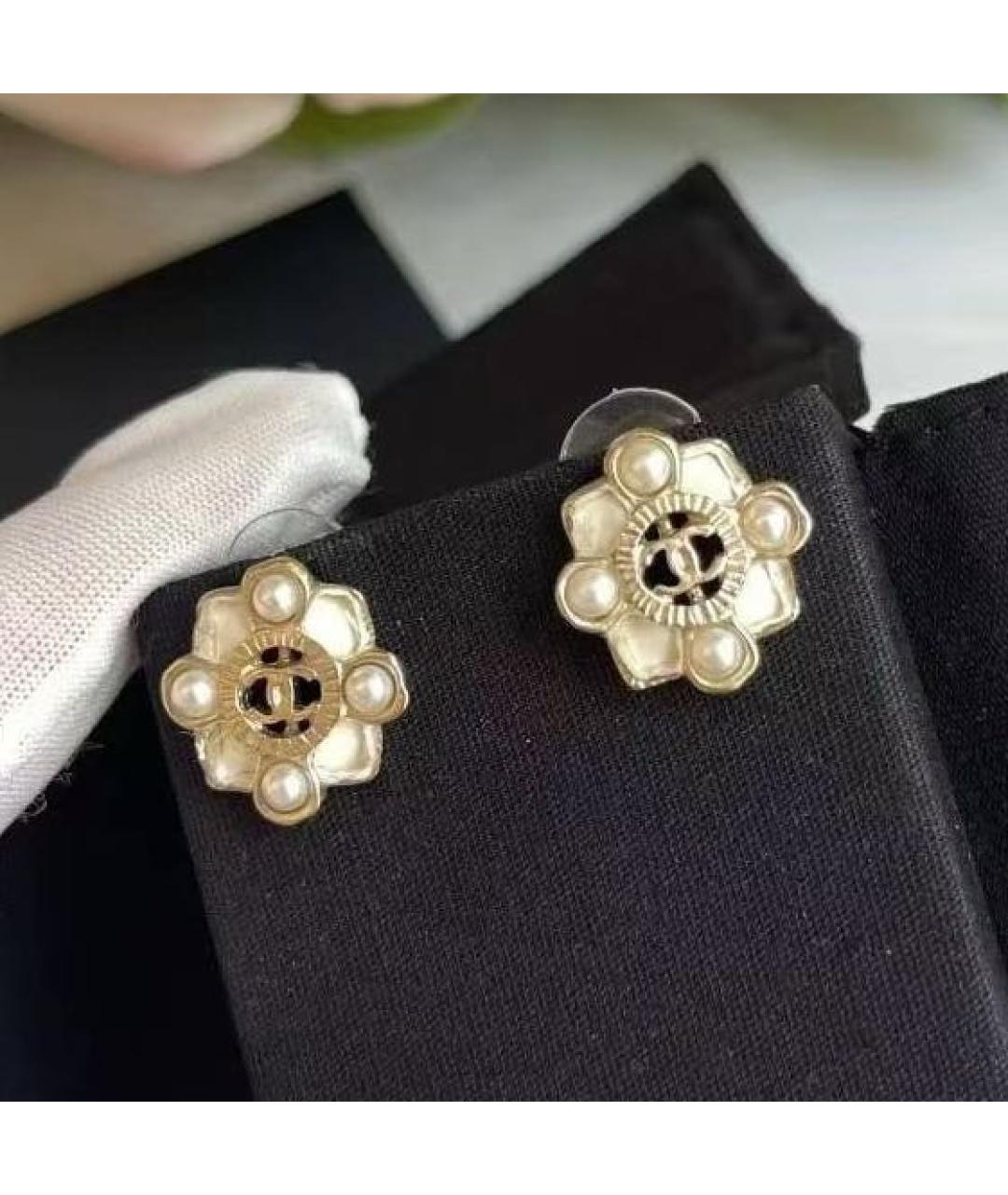 CHANEL Золотые металлические серьги, фото 2