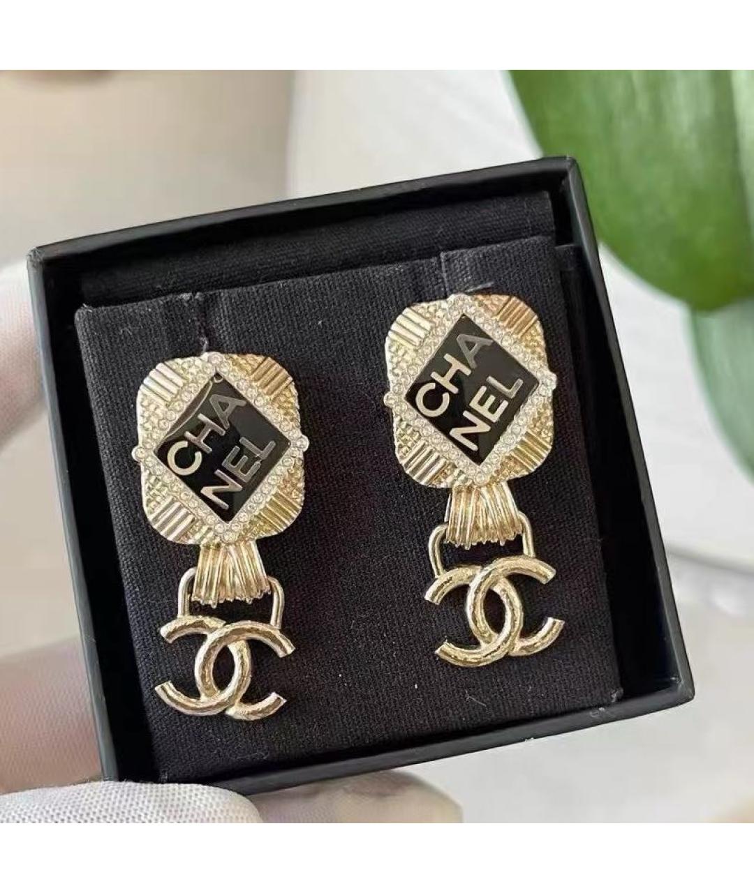 CHANEL Золотые металлические серьги, фото 2