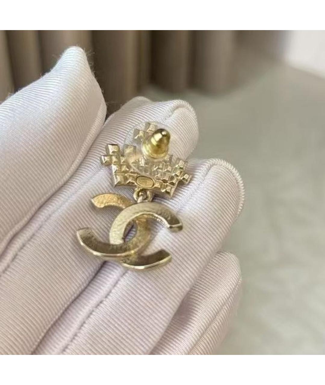 CHANEL Золотые металлические серьги, фото 4