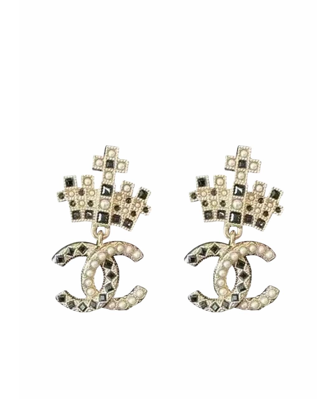 CHANEL Золотые металлические серьги, фото 1