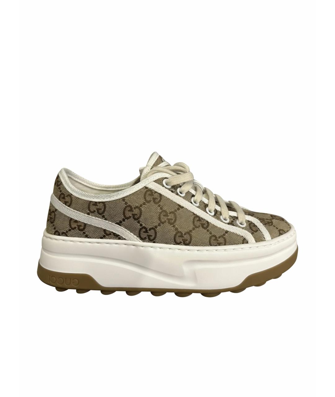 GUCCI Бежевые текстильные кеды, фото 1