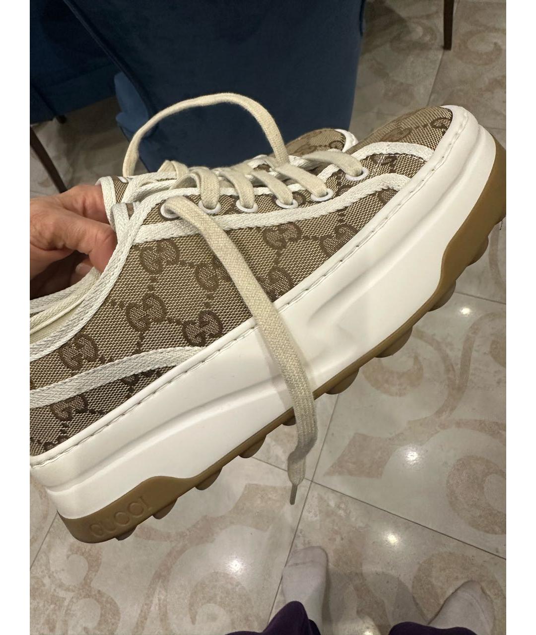 GUCCI Бежевые текстильные кеды, фото 2