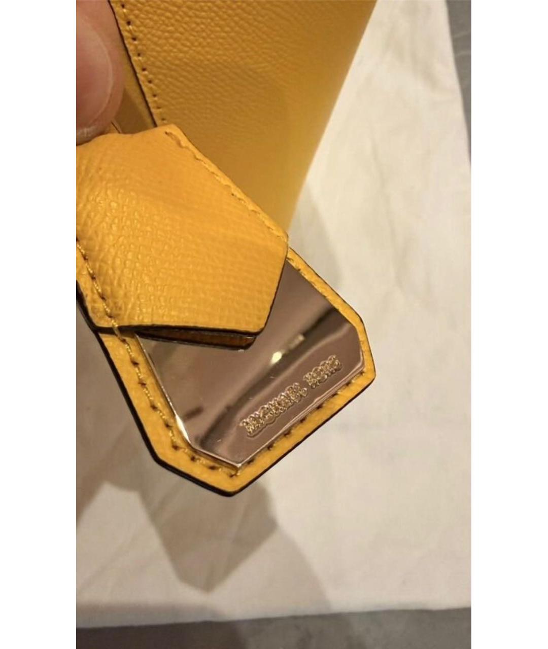 MICHAEL KORS Желтая кожаная сумка тоут, фото 6