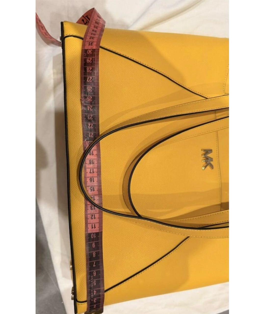 MICHAEL KORS Желтая кожаная сумка тоут, фото 5