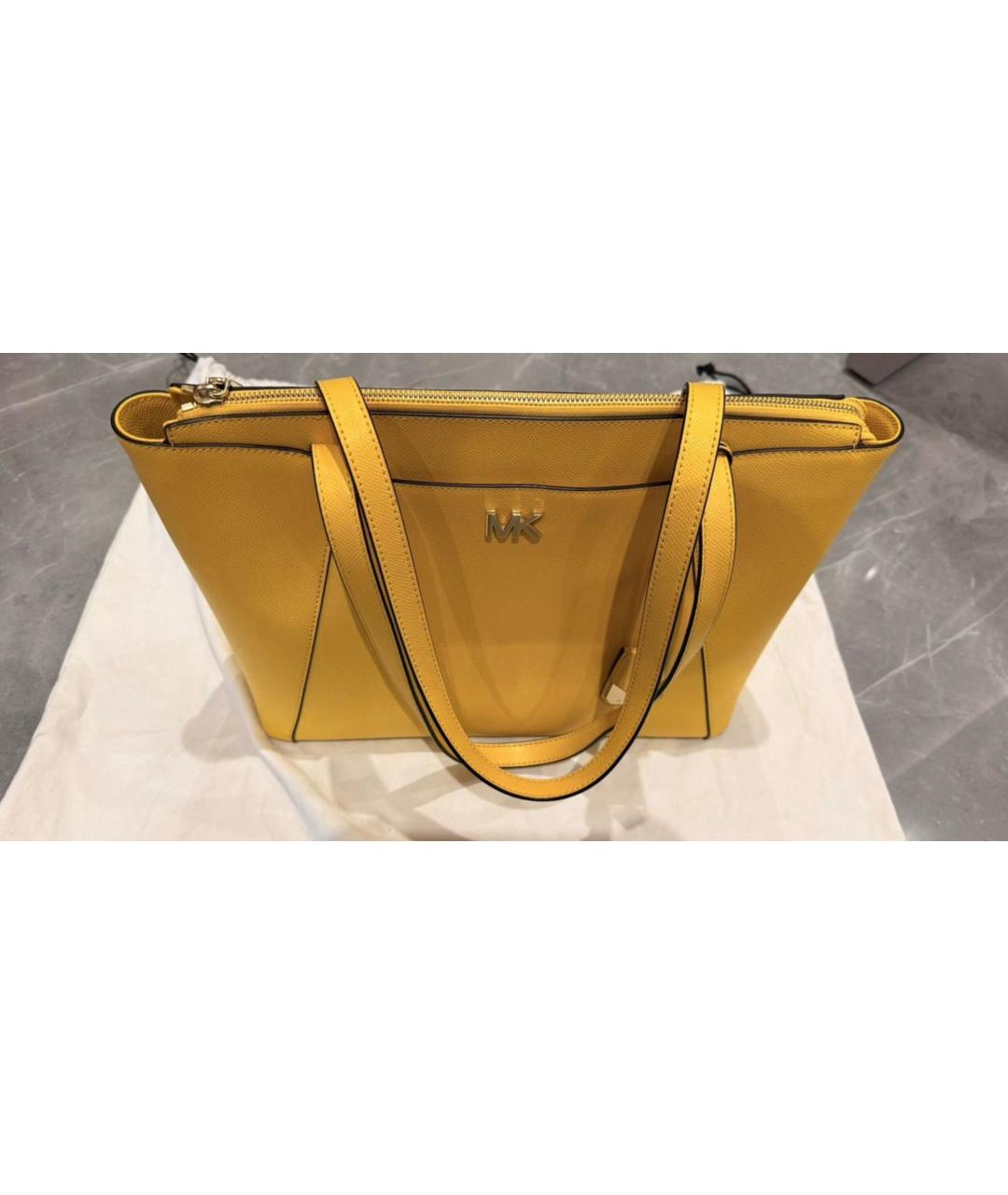 MICHAEL KORS Желтая кожаная сумка тоут, фото 8