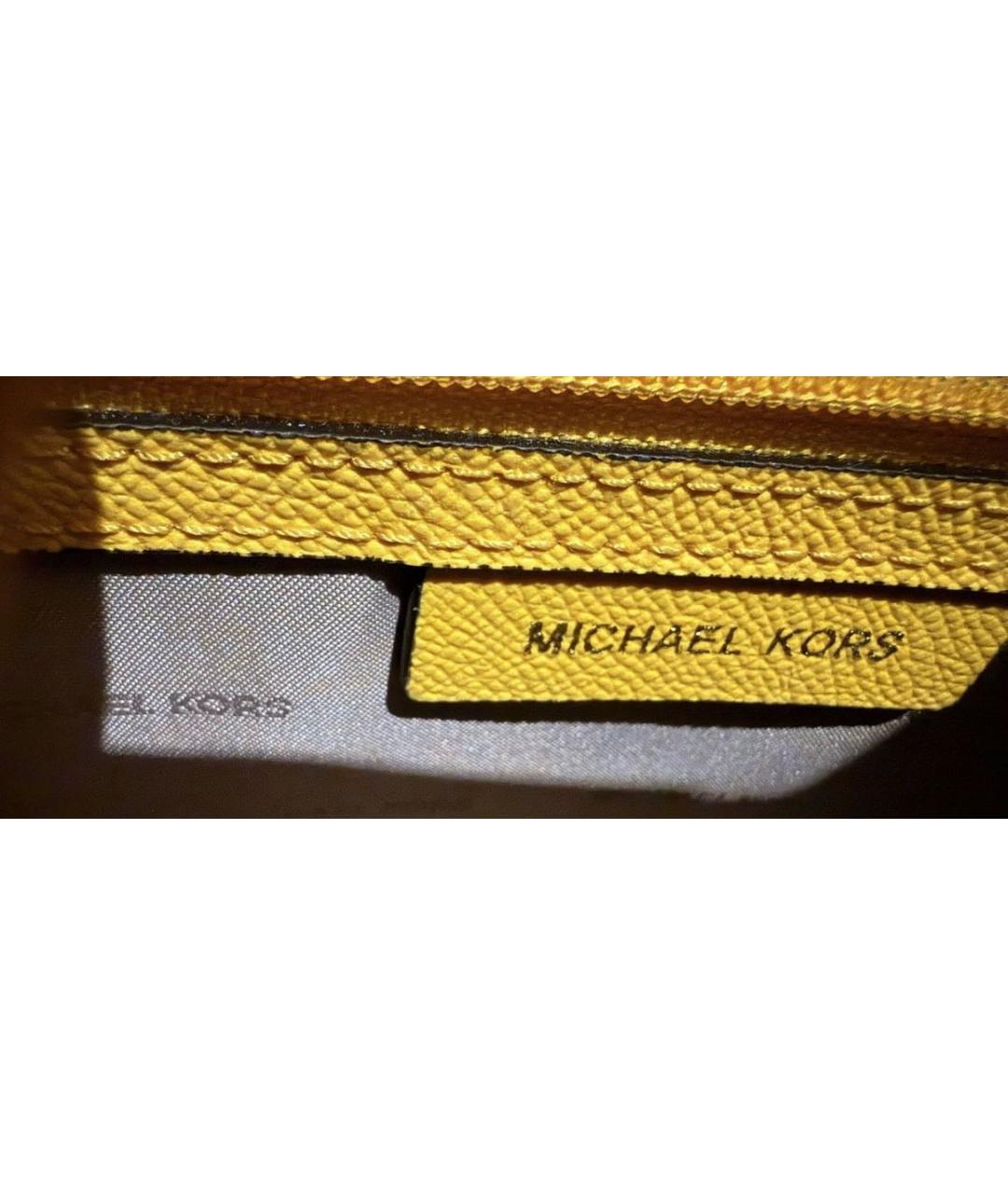 MICHAEL KORS Желтая кожаная сумка тоут, фото 7