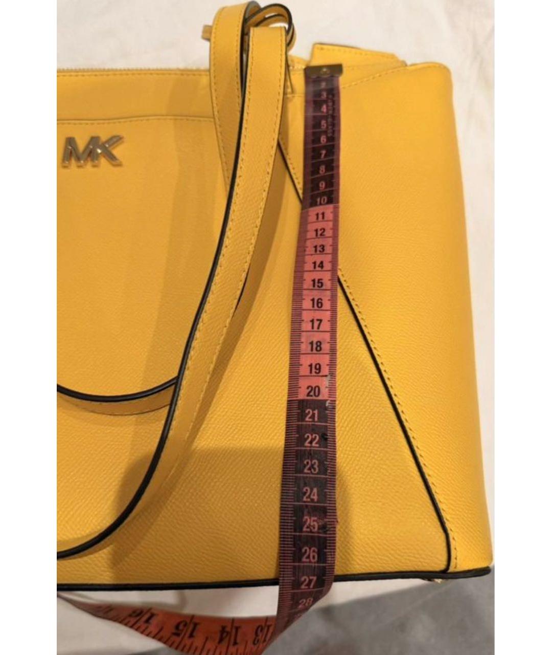 MICHAEL KORS Желтая кожаная сумка тоут, фото 4