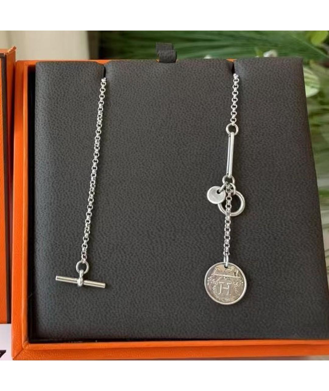 HERMES Белое серебряное колье, фото 3