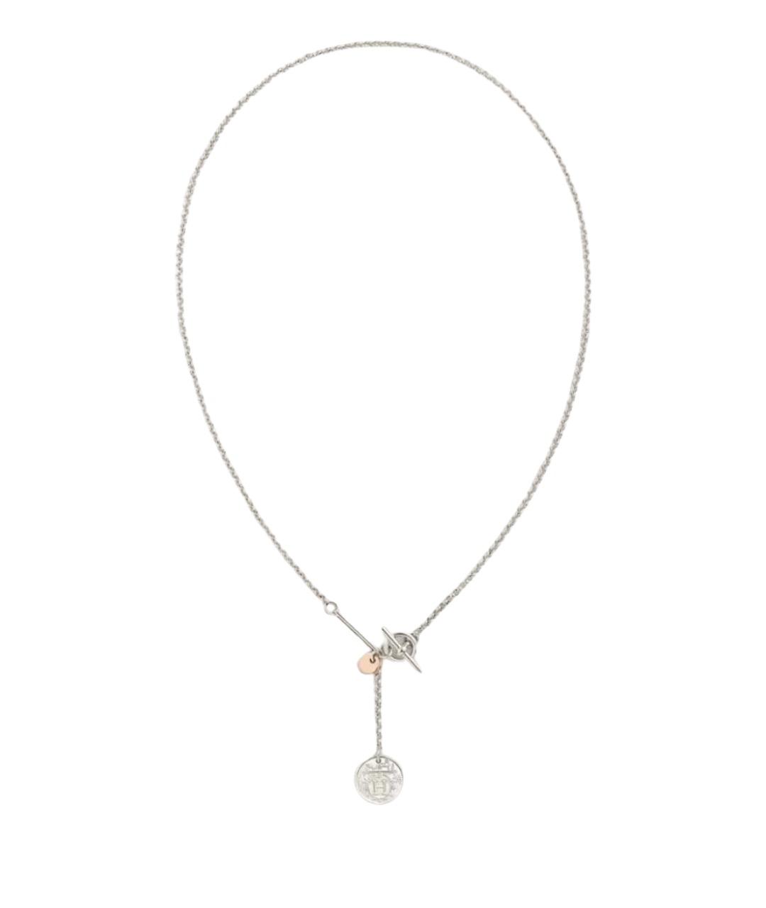 HERMES Белое серебряное колье, фото 1