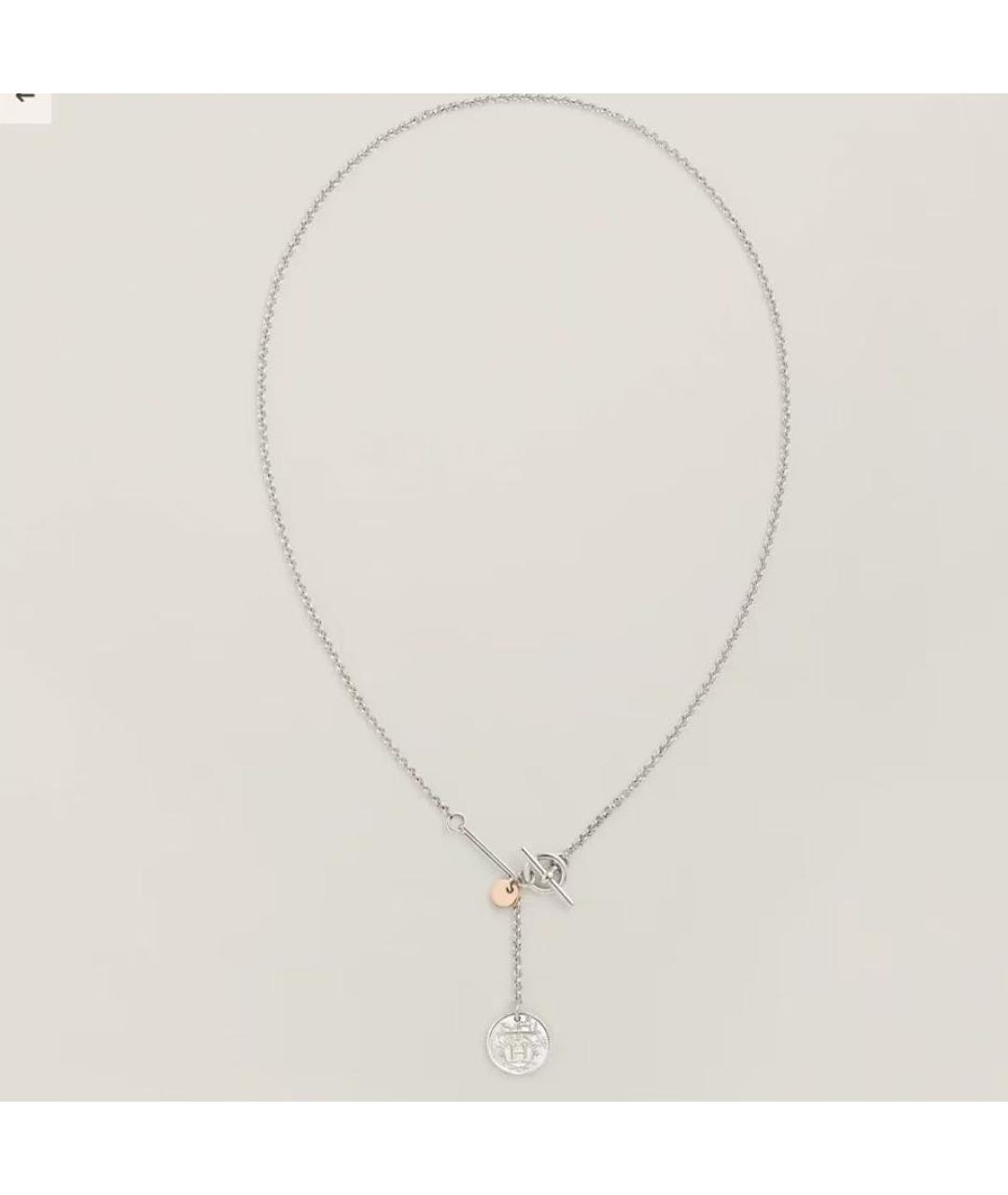 HERMES Белое серебряное колье, фото 6