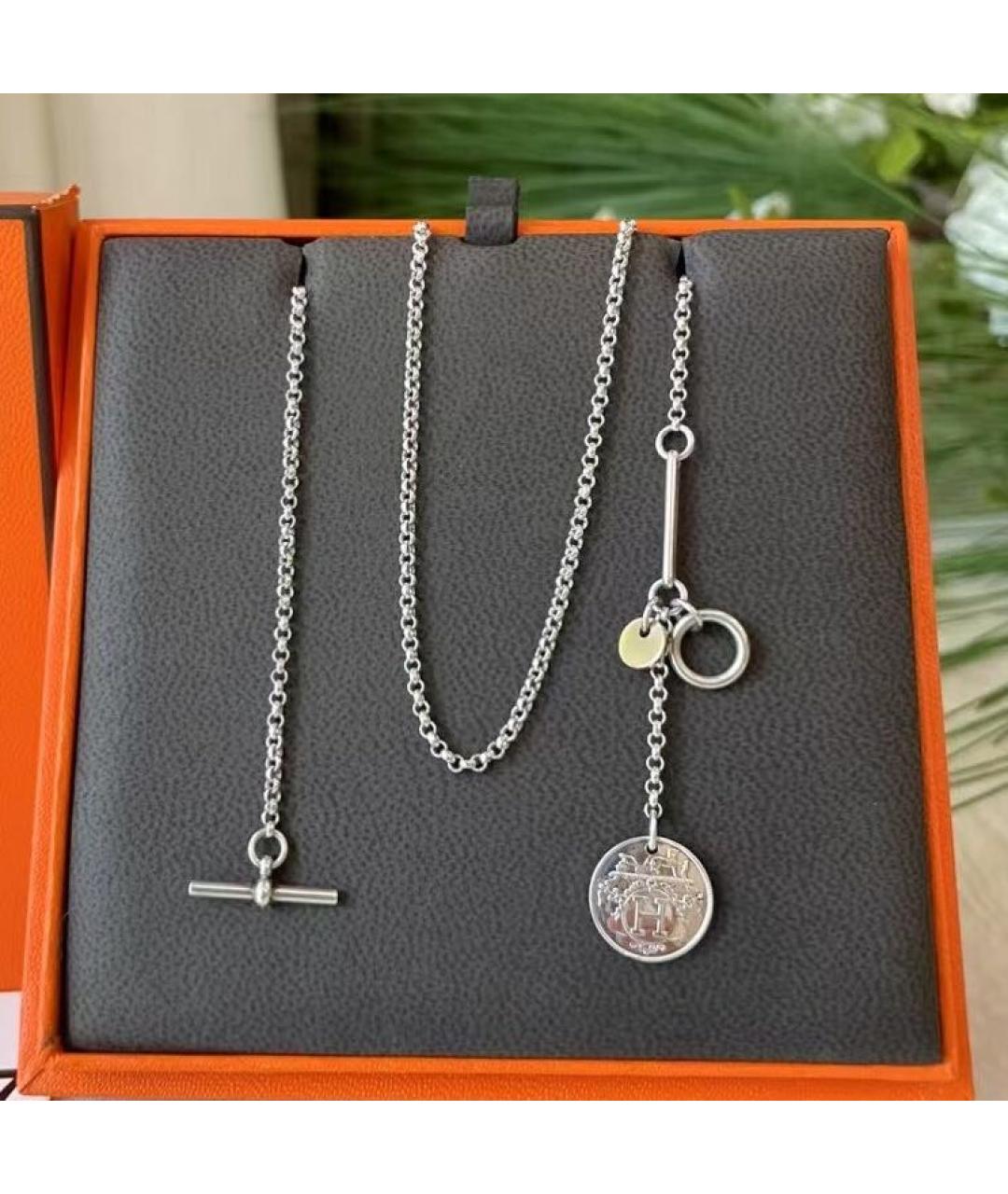 HERMES Белое серебряное колье, фото 2