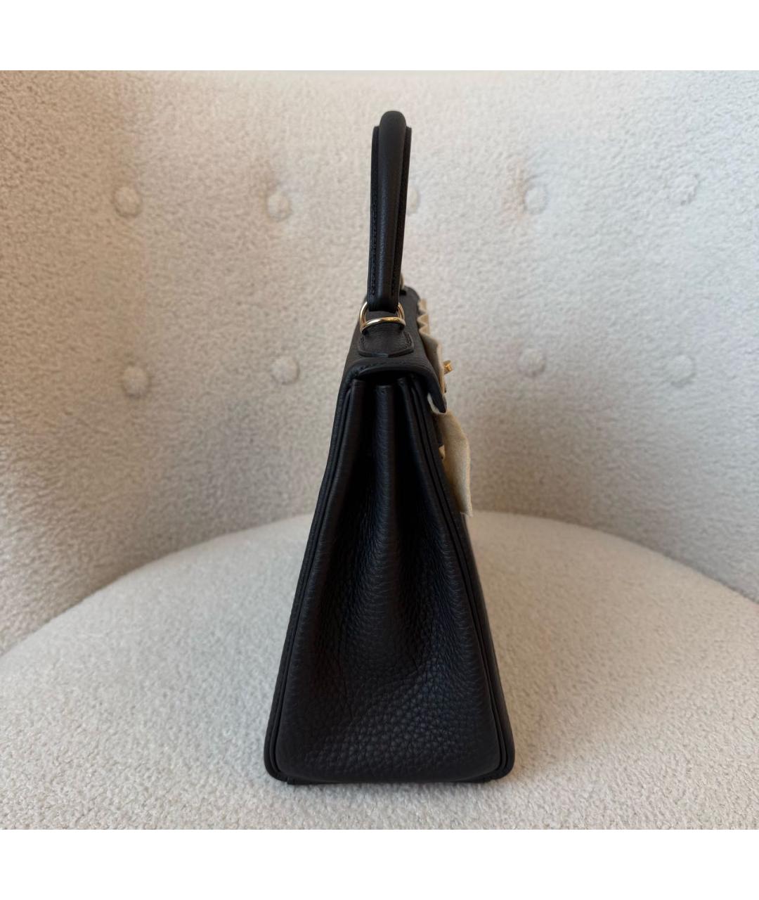 HERMES Черная кожаная сумка с короткими ручками, фото 5