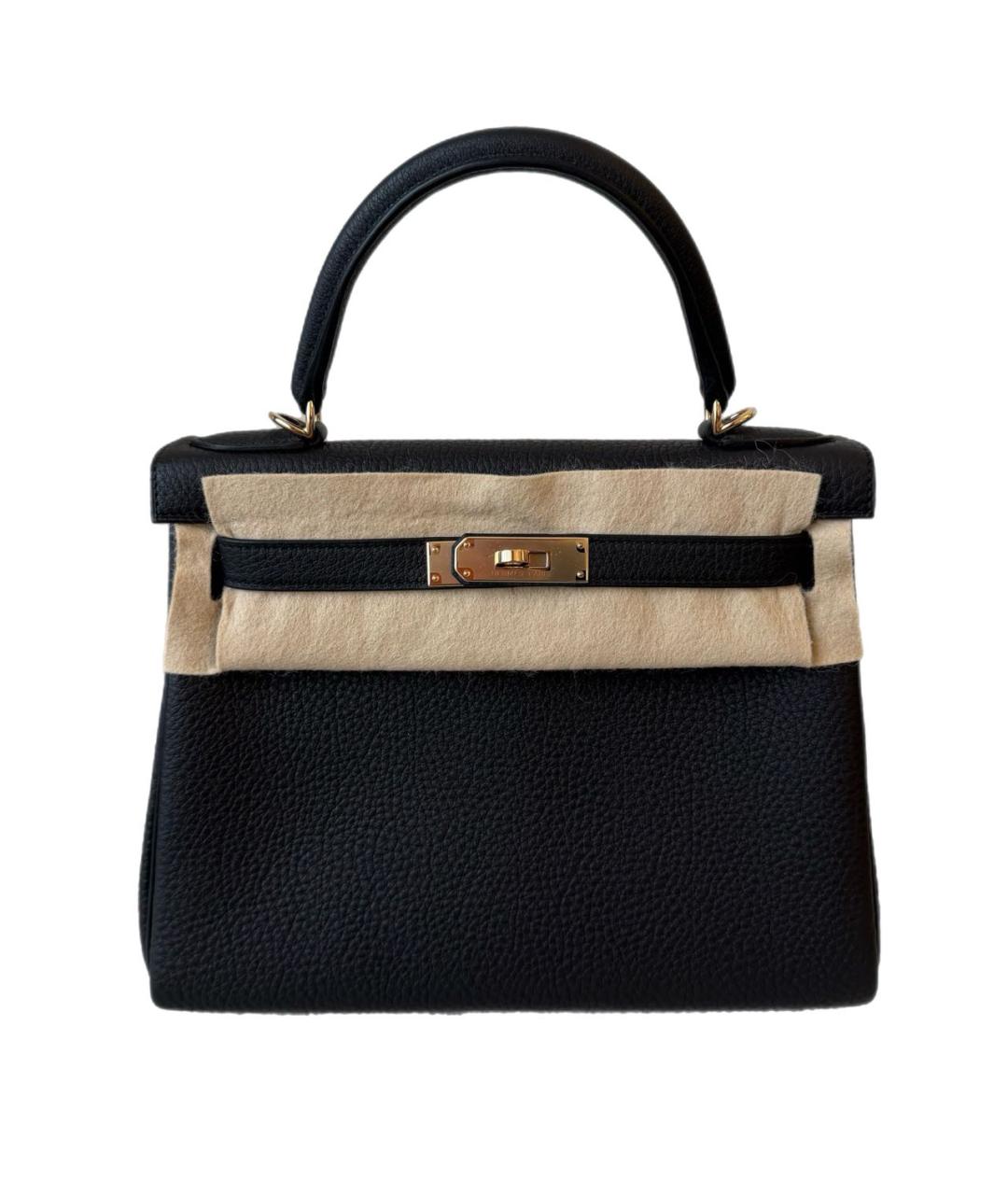 HERMES Черная кожаная сумка с короткими ручками, фото 9