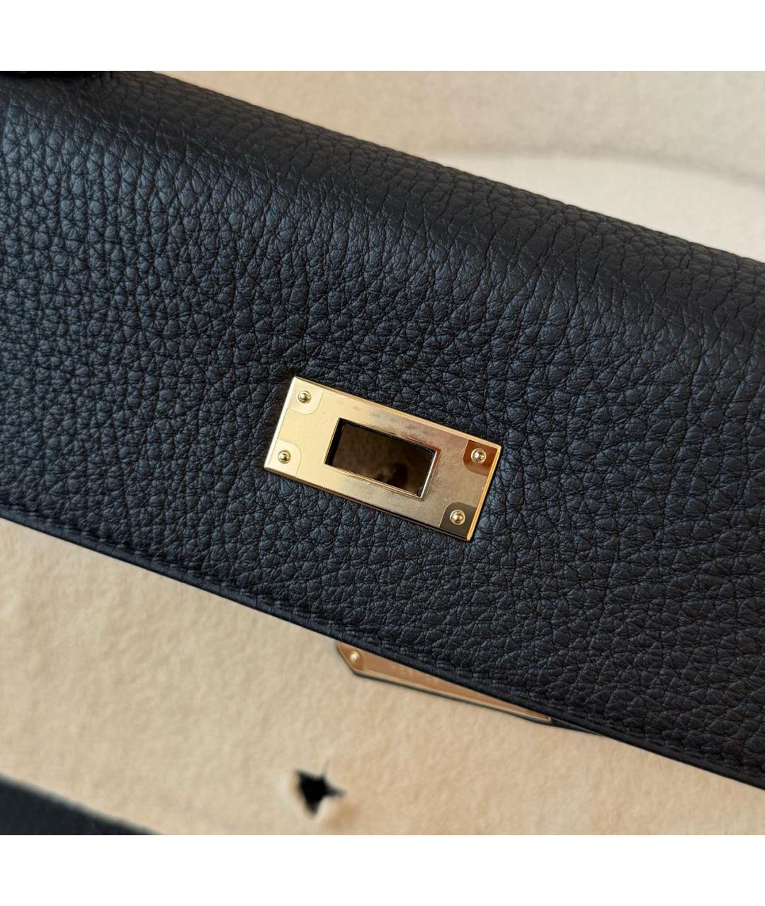 HERMES Черная кожаная сумка с короткими ручками, фото 7